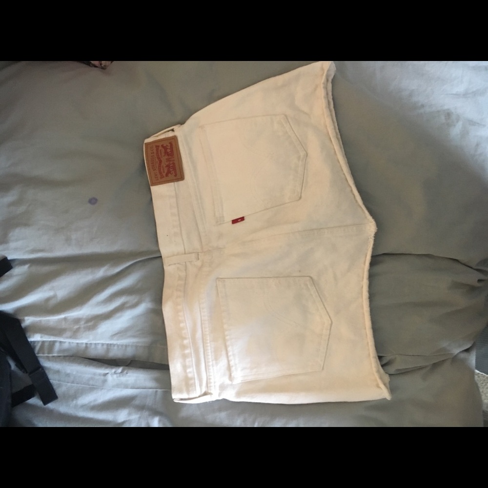 White Levi denim mini skirt